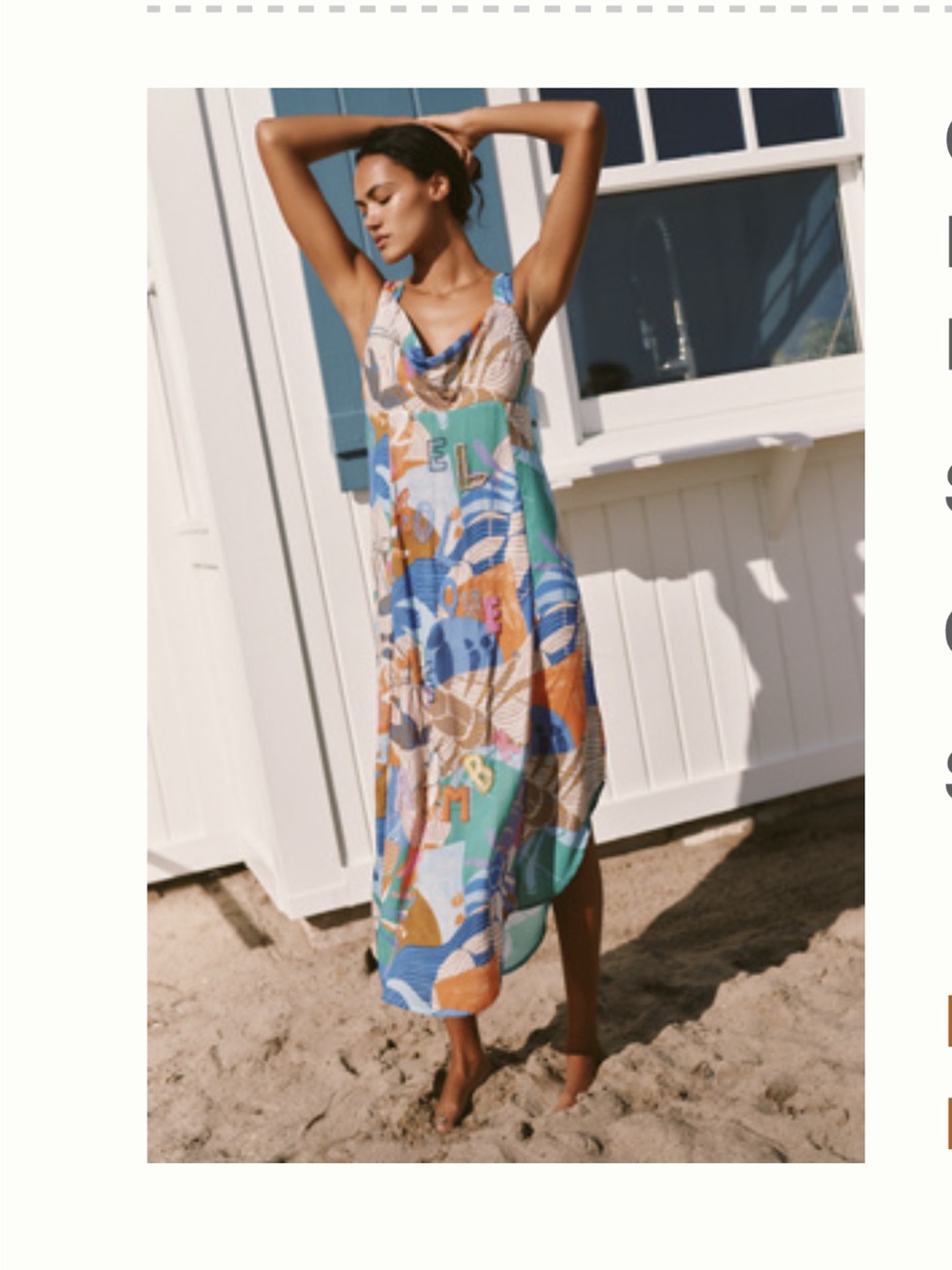 Cowl-Neck Printed Maxi Dress in Blue & Green